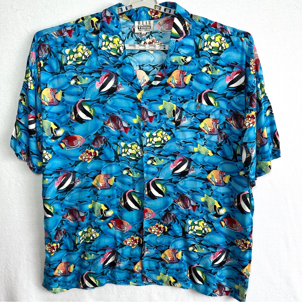 Wear The Right Thing Hawaiian Shirt Men's 4X Bright Tropical Fish Rayon Valdise